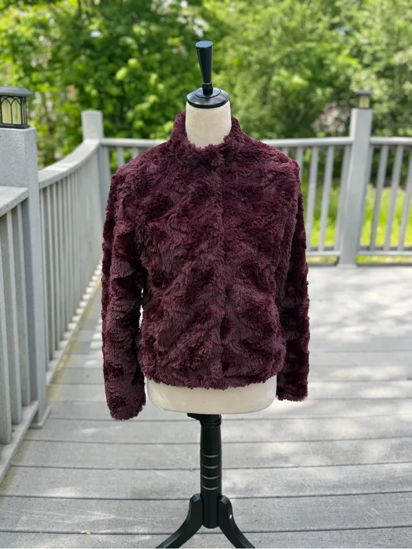 Lemon Tart Plum Faux Fur Jacket Cozy Luxe Winter Coat - Image 2