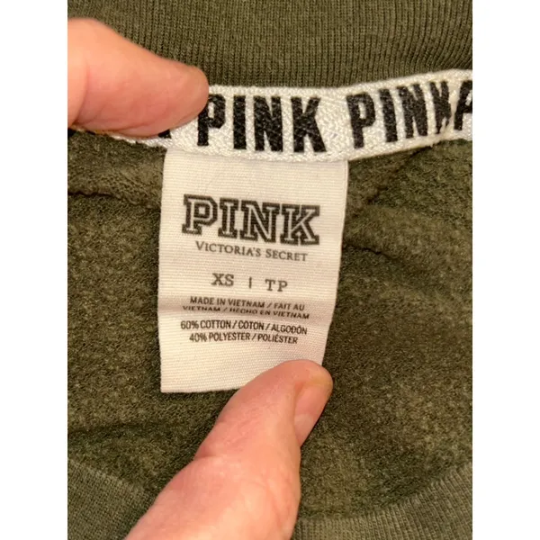 Women’s PINK Victoria's Secret Dark Green Sweater Sweatshirt XS Pullover Casual - Image 3