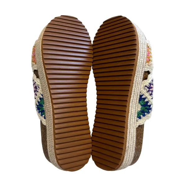 Coutgo Womens Platform Open Toe Sandals in Floral Crochet, Size 7.5 - Image 5