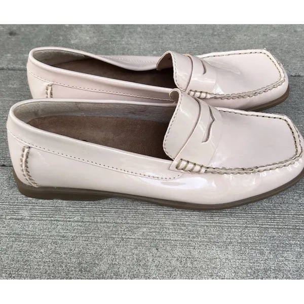 A2 by Aerosoles Two Sew Womens 8.5 B Pink Patent Penny Loafers Square Toe‎ Flat - Image 4
