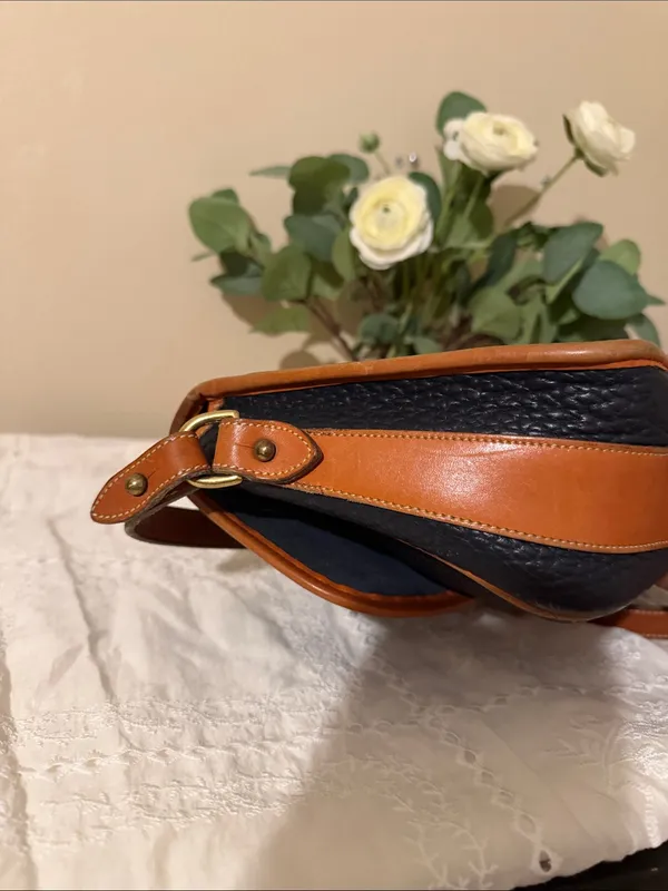 Dooney & Bourke Black Pebbled Leather Crossbody with Brown Trim - Image 6