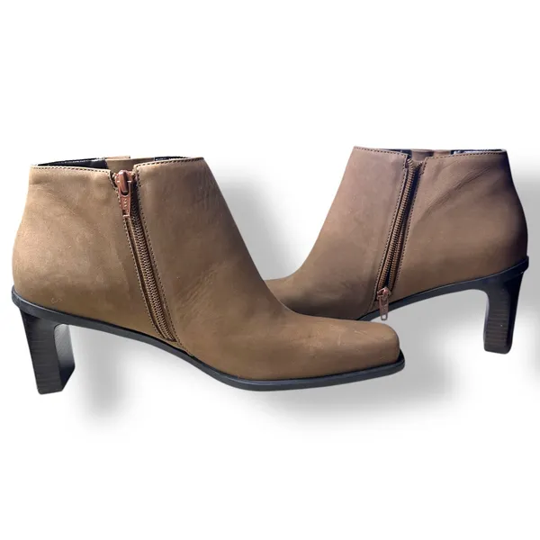 Etienne Aigner Women Ankle Boots 9M Saddle Brown‎ Zip Square Toe Equestrian Chic - Image 6
