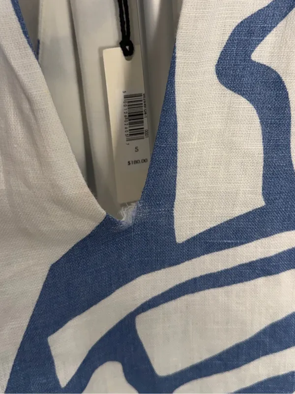 Banana Republic Blue and White Printed Halter Midi Dress - Image 5