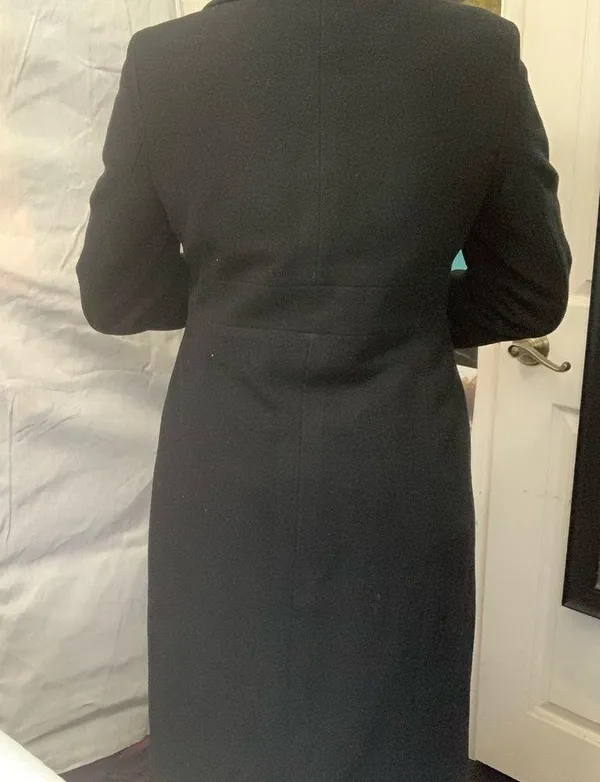 Black midi wool coat warm jacket - Image 3