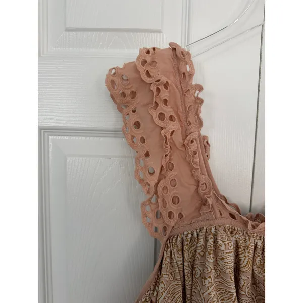 Anthropologie Let Me Be Eyelet Tiered Swing Top Blush Romantic Boho Cottagecore - Image 4