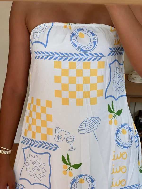 Maxi Summer Print Dress White - Image 2