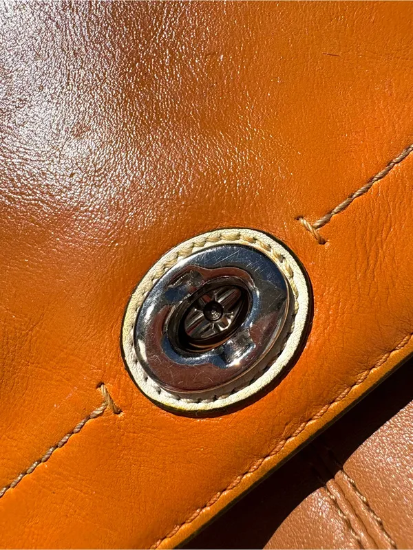Coach Leather Crossbody Orange/Brown/cream - Image 9