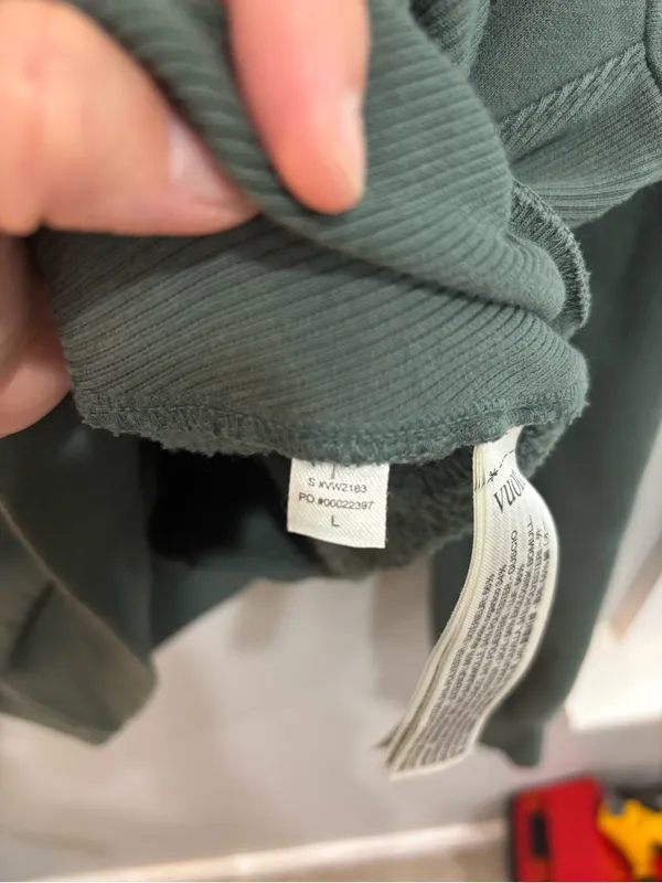 Vuori Restore Double Zip Sweatshirt Jacket in Agate Green Large Organic Cotton - Image 9
