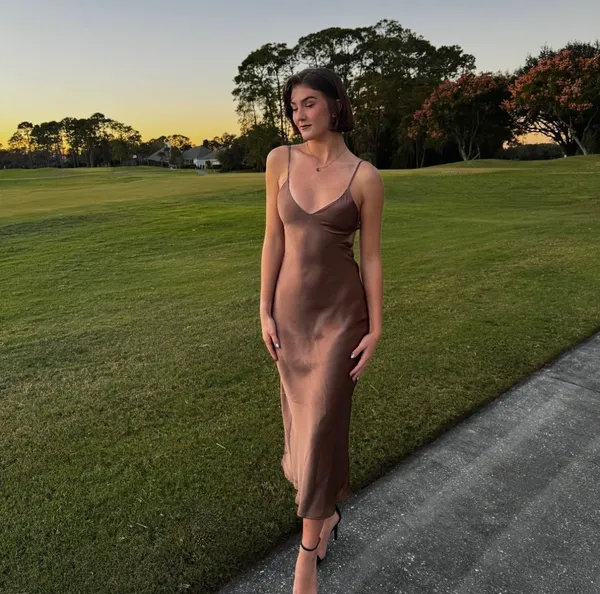 Zara dress midi maxi satin wedding lingerie chocolate brown party cocktail - Image 10