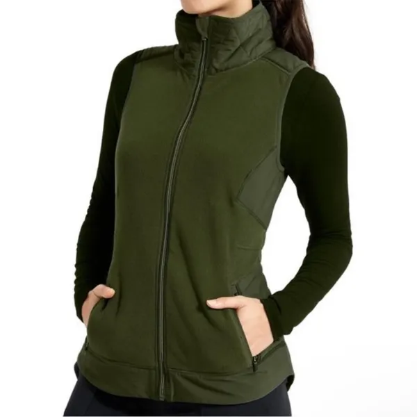 Athleta Vest Womens Small Green Outlander Fleece Zip Up‎ - Image 3