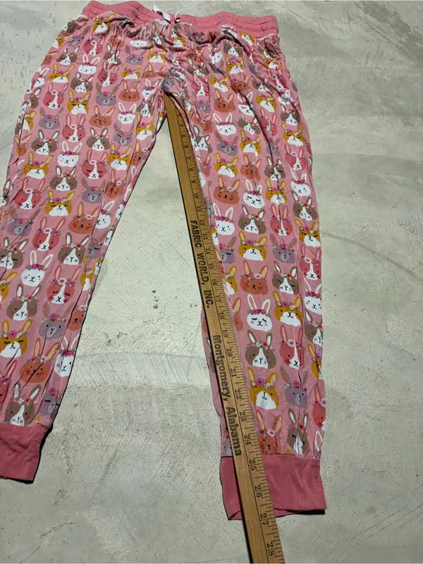 Little sleepies Pink boho bunnies Print Pajama Pants large - Image 2