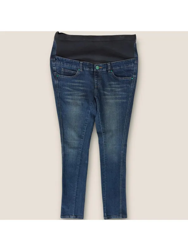 Women's Size Medium Maternity Jeans Slim Fit Dark Wash Casual - Image 2