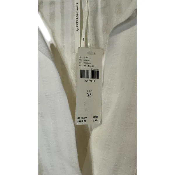Anthropologie Women Mini Dress V-Neck Tiered 3/4 Sleeve‎ Tunic White Size XS NWT - Image 5