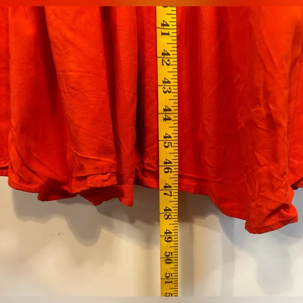 Zara‎ Tiered Midi Dress Short Sleeve V-neck Wrap Flounced Hem Red/ Orange XS - Image 4
