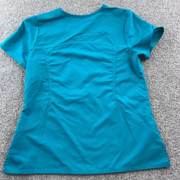 Scrubstar‎ Teal Wrap Scrub Top Womens Medium Medical Uniform Short Sleeve - Image 5