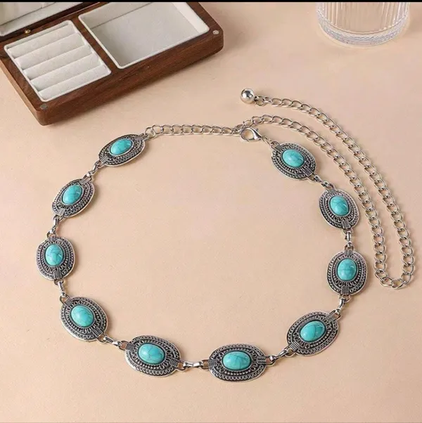 Boho Adjustable Western Metal Gem Decor Waist Chain Belt, Body‎ Belly Jewelry - Image 6