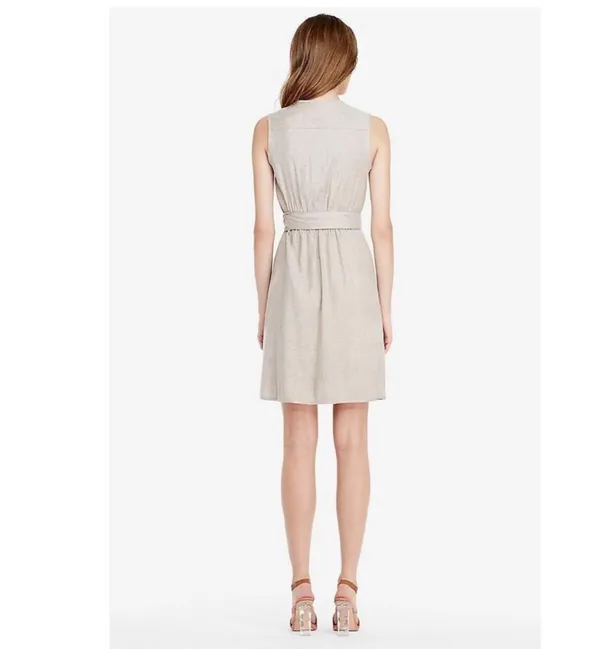 Diane Von Furstenberg DVF Sand Mellany Linen Blend Wrap Dress Size 6 - Image 3