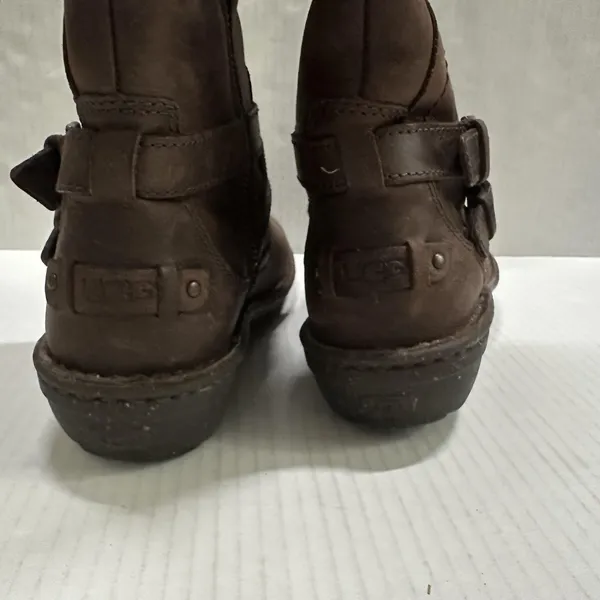 UGG Riding Boots Womens 6 Brown Leather Knee High Shearling Lined‎ Zip Buckle - Image 4