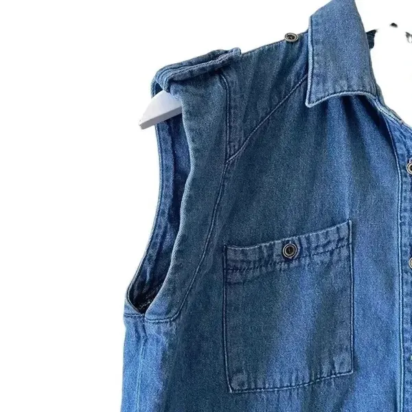 Andrea Jeans Sleeves Denim Blue Button Down Algodon Casual Minimalist Bohemian W - Image 5