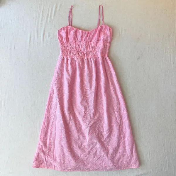 That's So Fetch Mik Cottagecore Pink Embroidered Midi Dress Size 4 - Image 6