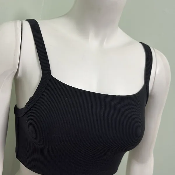 Aerie Black Ribbed Offline Sports Bra Small - Image 3