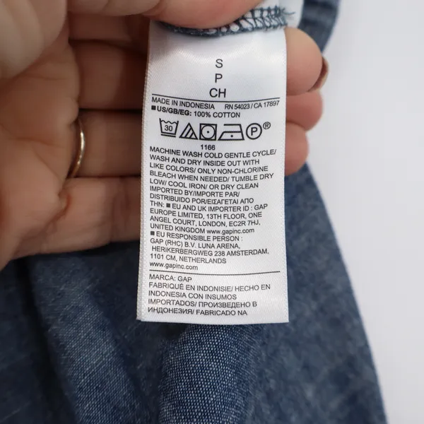 GAP Pants Womens S Chambray Pull-On Blue Elastic Waist Cotton Excellent - Image 3