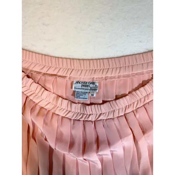 Andrea Gayle Petites Pleated Midi Skirt Peach Elastic Waist Size 10 - Image 3