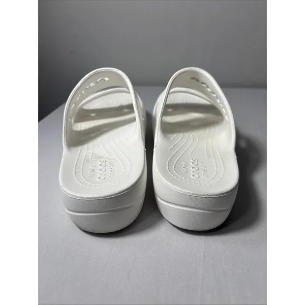 Crocs Slide Sandals White Iconic Comfort Women Size 11 Slip‎ On - Image 9