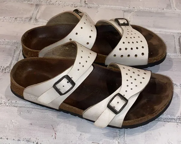 Birkenstock Birkis Freeport White Double Strap Perforated Sandals - Image 6