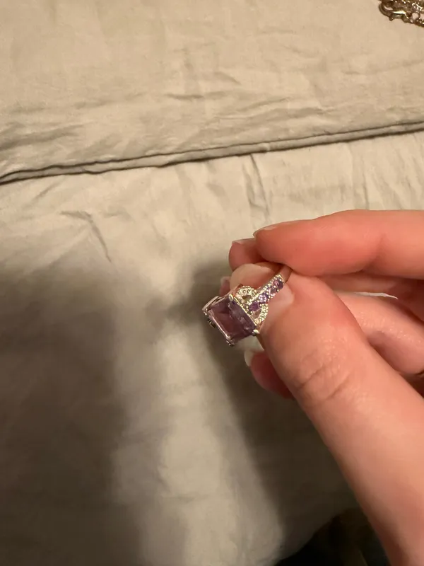 Sterling sliver purple jem ring Silver Size 7 - Image 2
