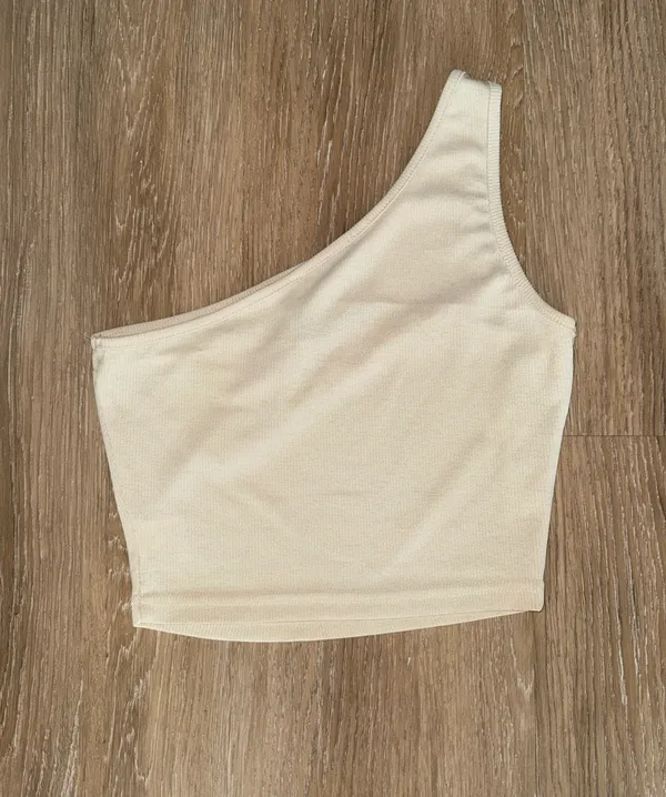 Cut Out One Shoulder Crop Tank White Size XS - Image 3