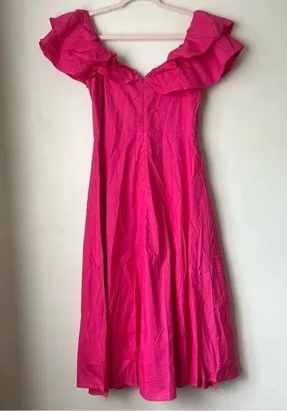 Petal & Pup Cabo Magenta Frill Sleeve Midi Dress M - Image 13