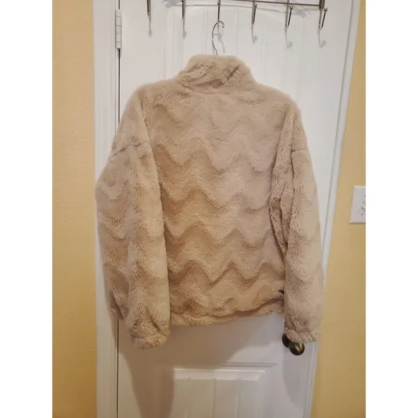 Urban Outfitters Light Pink Teddy Bear Zip Up Sherpa Fleece Women Size L Jacket - Image 10