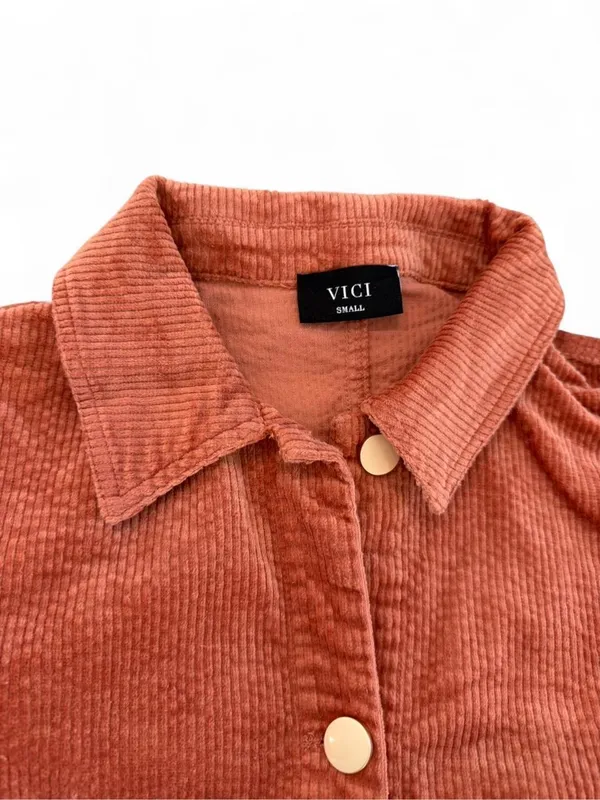 VICI Rust Orange Corduroy Chore Shacket - Image 5