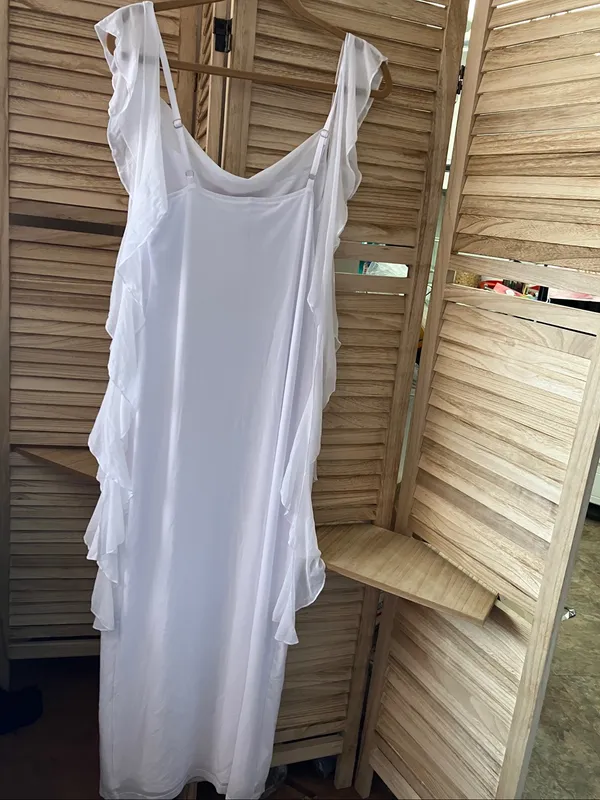 Pretty Garden White Ruffled Sleeveless Maxi Dress Large NWT - Image 13