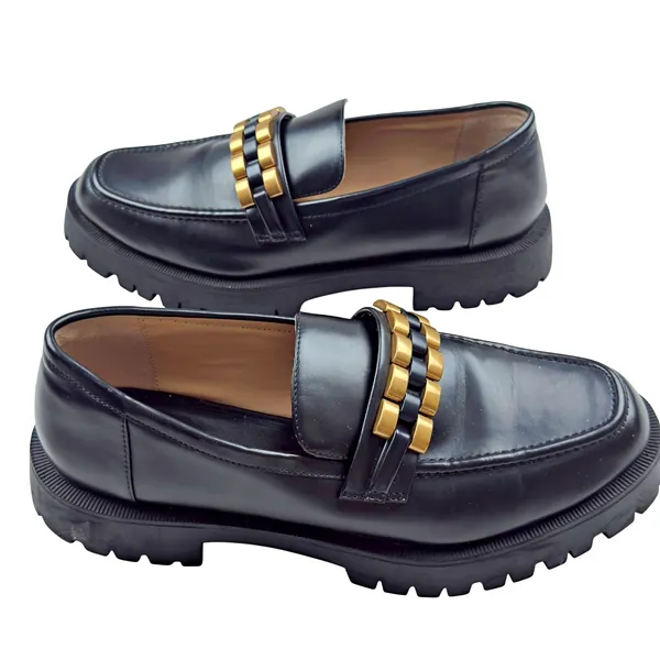 Zara Black Gold Chunk Platform Flat Loafer Shoe Sz 41 Women's 10.5 - Image 4