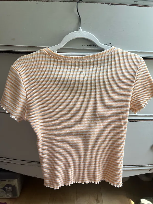 Me To We PacSun Yellow Striped Top Cinch Lettuce Edge XS - Image 2