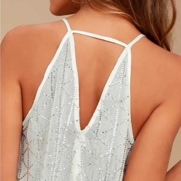 Free People Atlantis Sheer Mint Green Tank Top NWT XS - Image 3