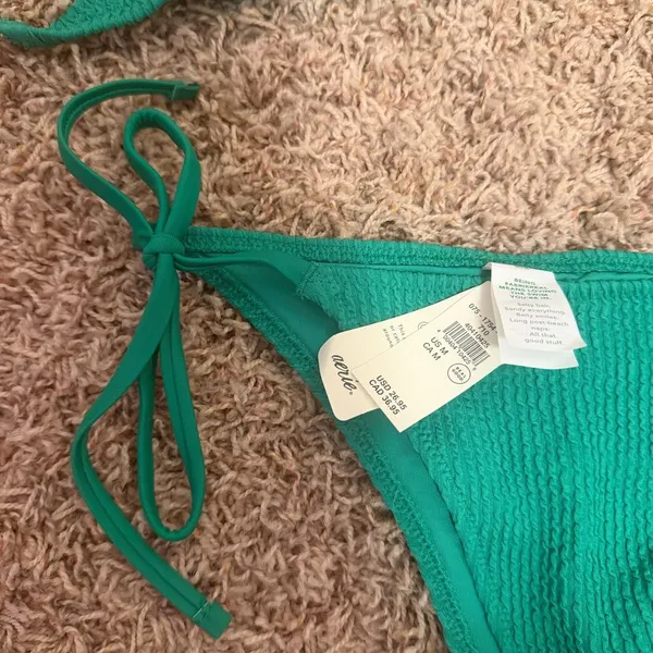 Aerie Women’s Green Textured Tie Bikini Set - Unbranded - Image 2