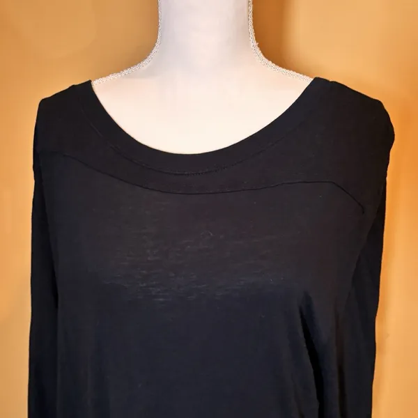 FP Beach Black Knit Tiered Midi Dress Long Sleeve Relaxed Boho‎ Size Medium - Image 3