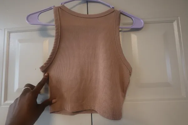 Shein ribbed crop cropped top crew neck tank top in latte brown size small. - Image 6