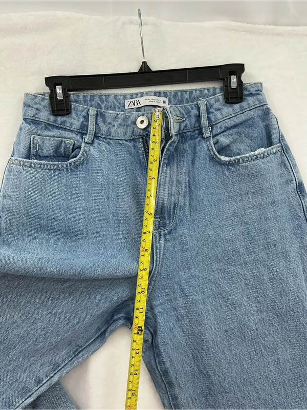 Zara High-Rise Straight Jeans - Light Blue Wash 035 - Image 7