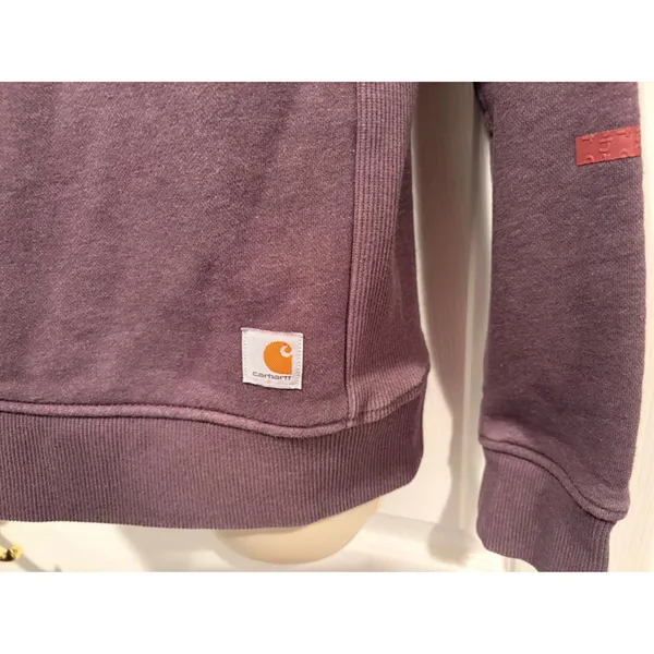 Carhartt‎ Womens Brown Crewneck Sweatshirt Logo Sleeve Pullover 104410 V27 Small - Image 4