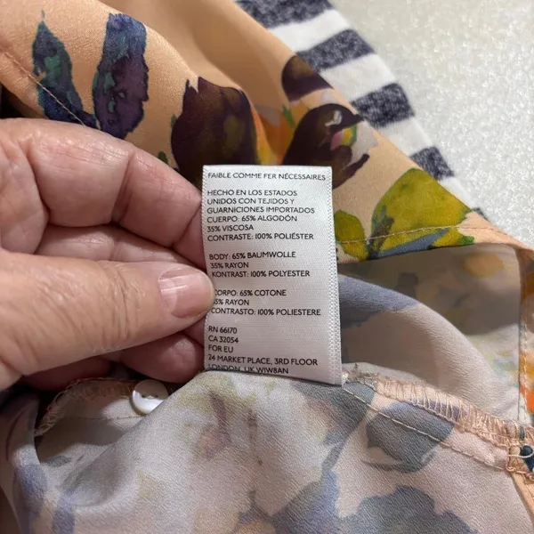 Postage Stamp Anthropologie Striped Floral Mixed Top‎ Sz M Boho USA - Image 5