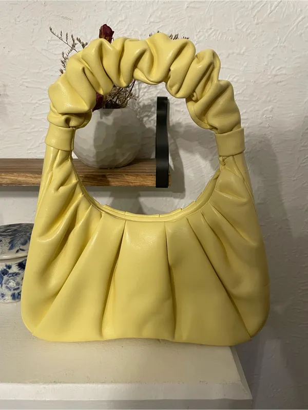 JW PEI Yellow Handle Shoulder Bag Gabbi Ruched Hobo Handbag - Image 4