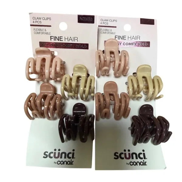 NEW scünci Mini Flexi Claw Clips designed for fine hair 2 packs neutral colors - Image 2