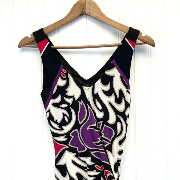 Nicole Miller Studio Womens XS (P)‎ Silk Sheath Dress Abstract Black Purple - Image 10