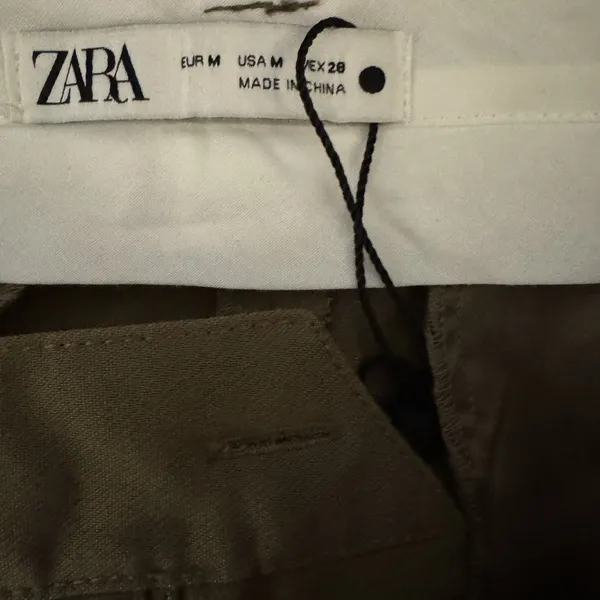 Zara Womens Pants Pleated Wide Leg Trouser Stretch‎ Tailored Brown Medium NWOT - Image 7