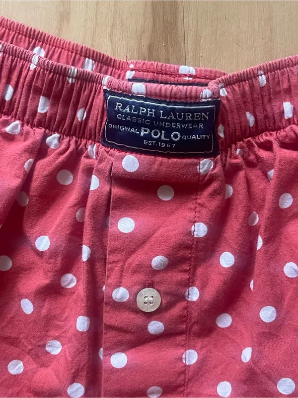 Ralph Lauren Red White Polka Dot Cotton Boxers Medium - Image 3