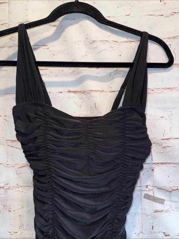 Womens NWT Black Ruched One-Piece swimsuit adjustable straps Small underwire bra - Image 2